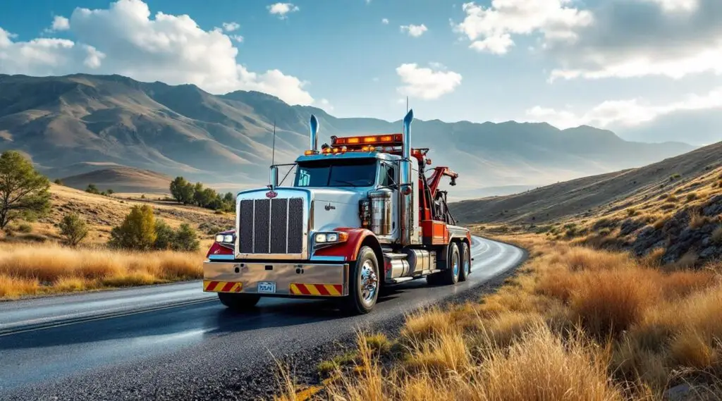 A professional Badger Towing wrecker truck performing a precision vehicle recovery on a Milwaukee highway at dusk.