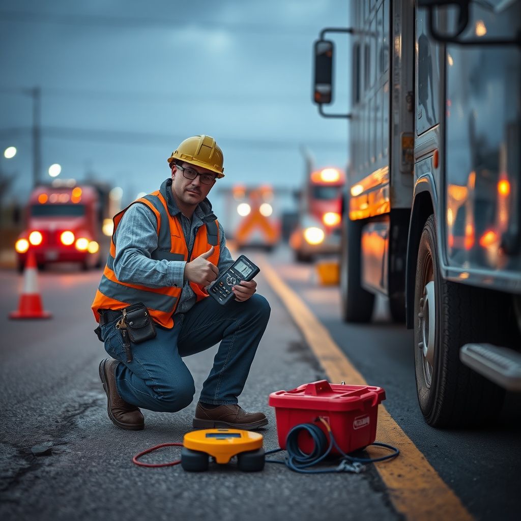 A flatbed tow truck operator safely securing a vehicle in Wauwatosa, Wisconsin.
